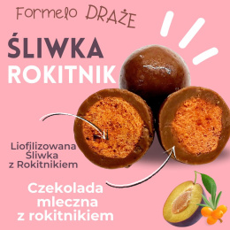 Liofilizowana śliwka z rokitnikiem w czekoladzie mlecznej 100g opakowanie bag