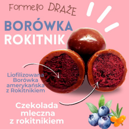 Liofilizowana borówka amerykańska z rokitnikiem w czekoladzie mlecznej 100g opakowanie bag